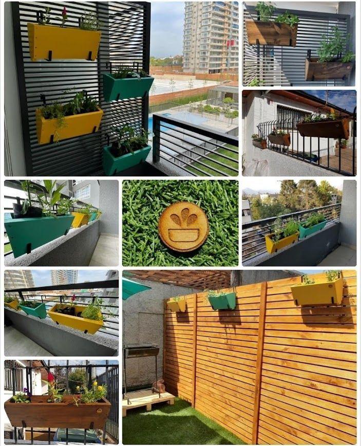 Macetero balconera de madera con ganchos 40CM-6