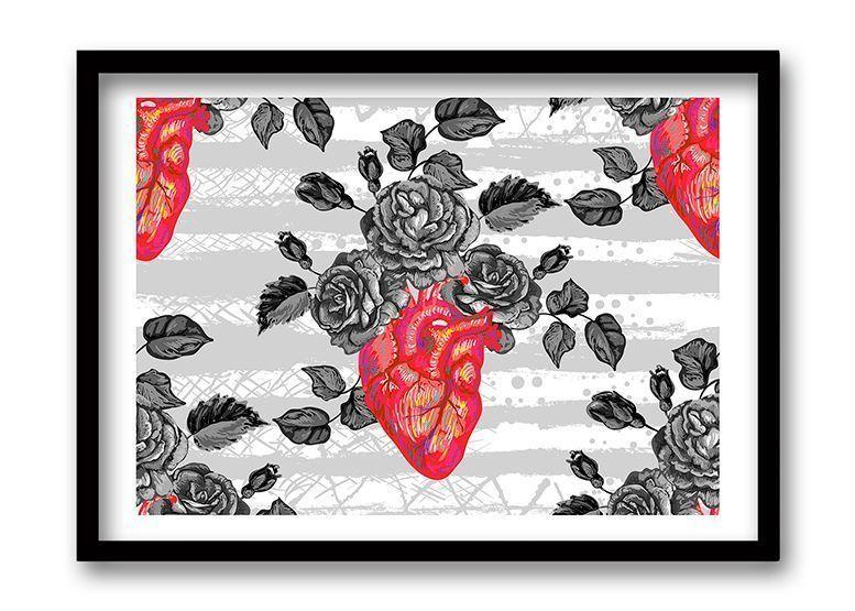 Cuadro 70x50 cm ilustración Amor gris-0