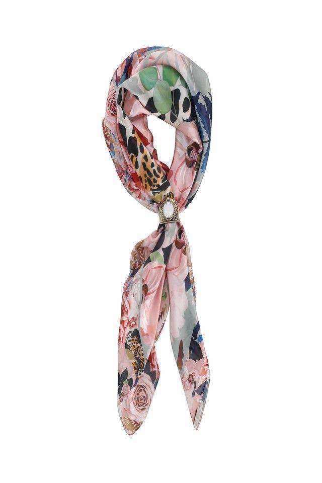 Pañuelo Bandana Estampada Multicolor Organic Nature Tigre + Anillo Metálico Dorado Escudo Humana-0
