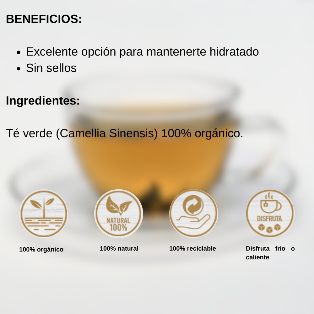 Té verde 100% orgánico Premium Nature's Heart 20 Sobres 35G-0