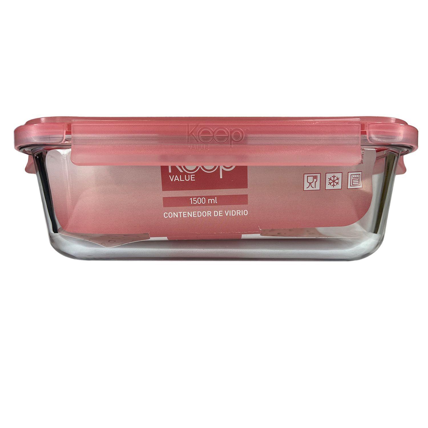 Pack 3 Taper Hermético Rectangular de Vidrio 1500 ml - Keep-1