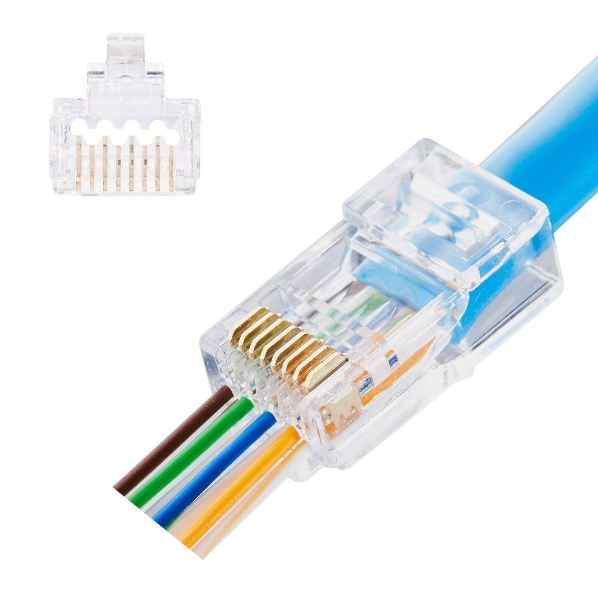 Conector RJ45 Pass Through Cat6 Macho Plastico 100-Unidades-0