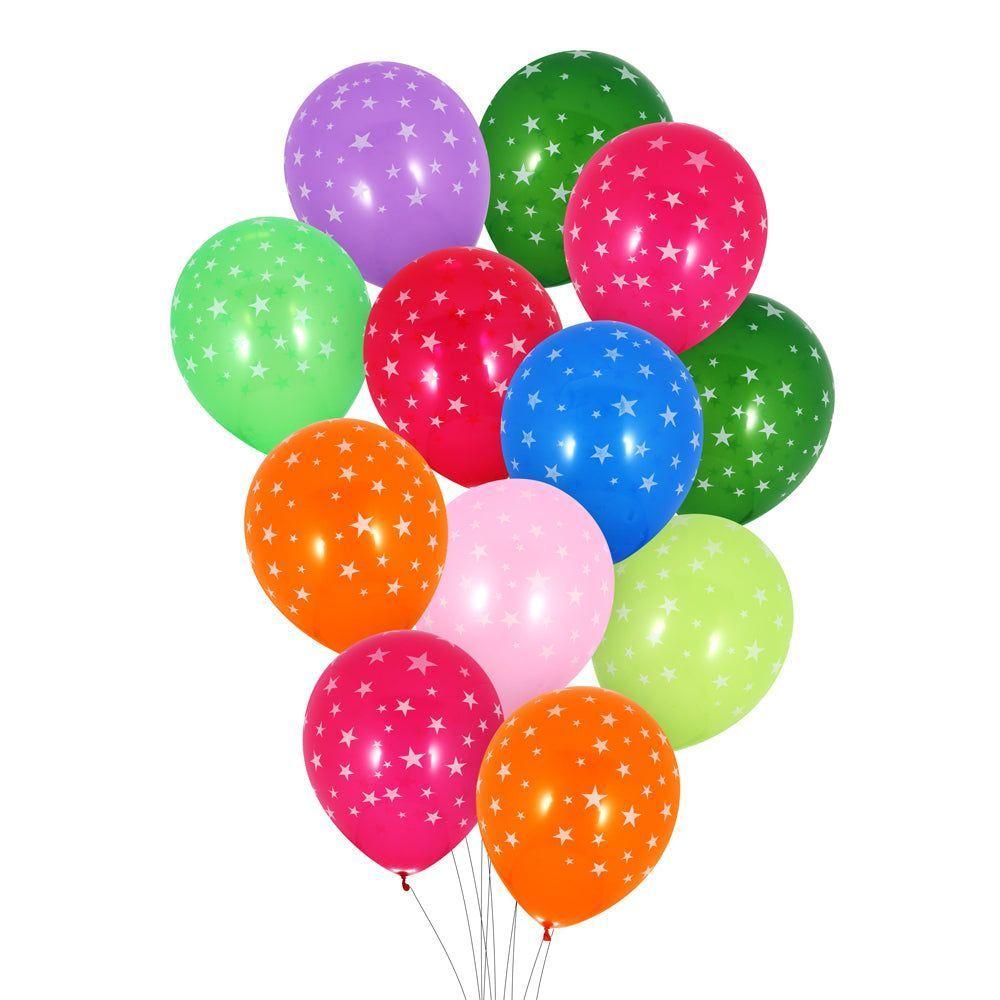 Set 12 Globos Diseño Estrellas Colores Surtidos-1