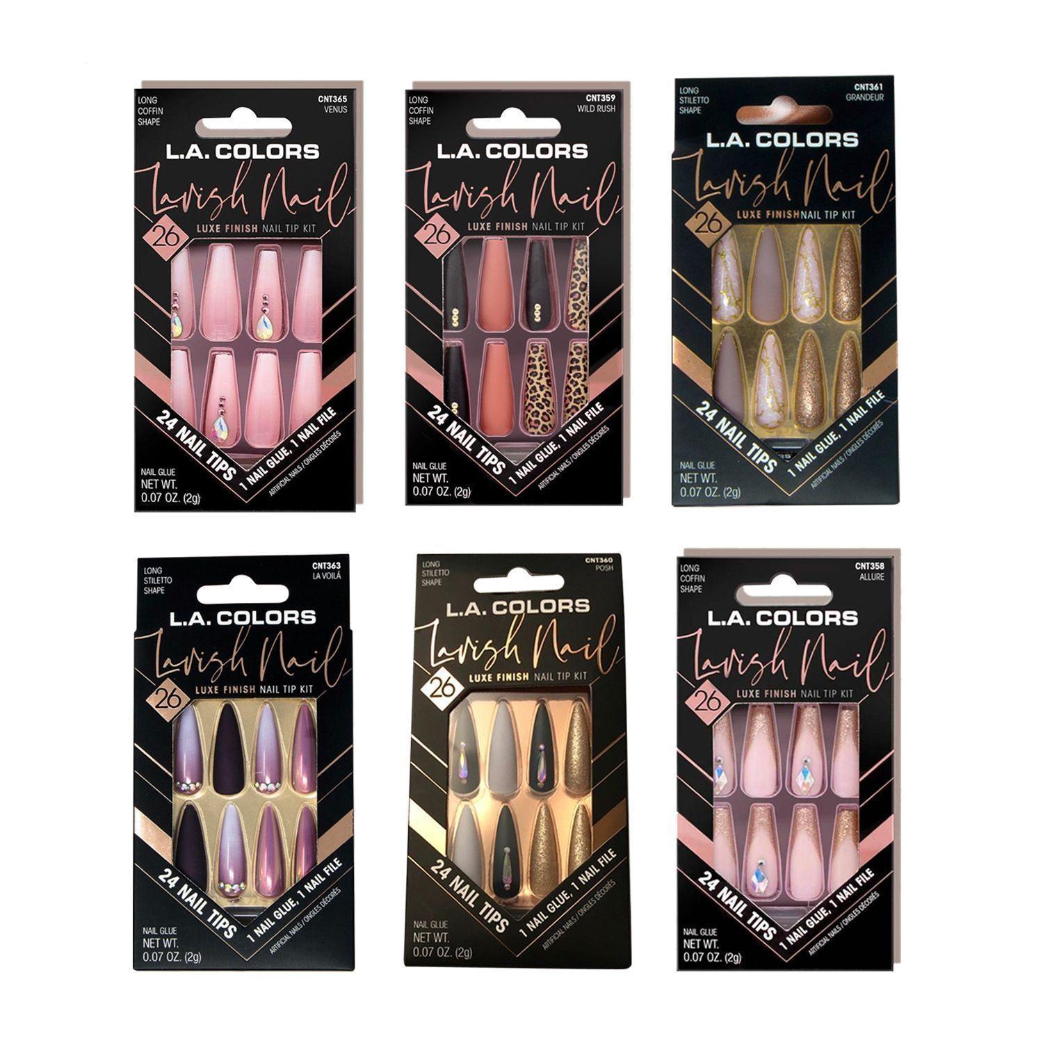Pack de 6 Kit De Uñas Press On Con Diseño “Lavish Nail” L.A Colors-0