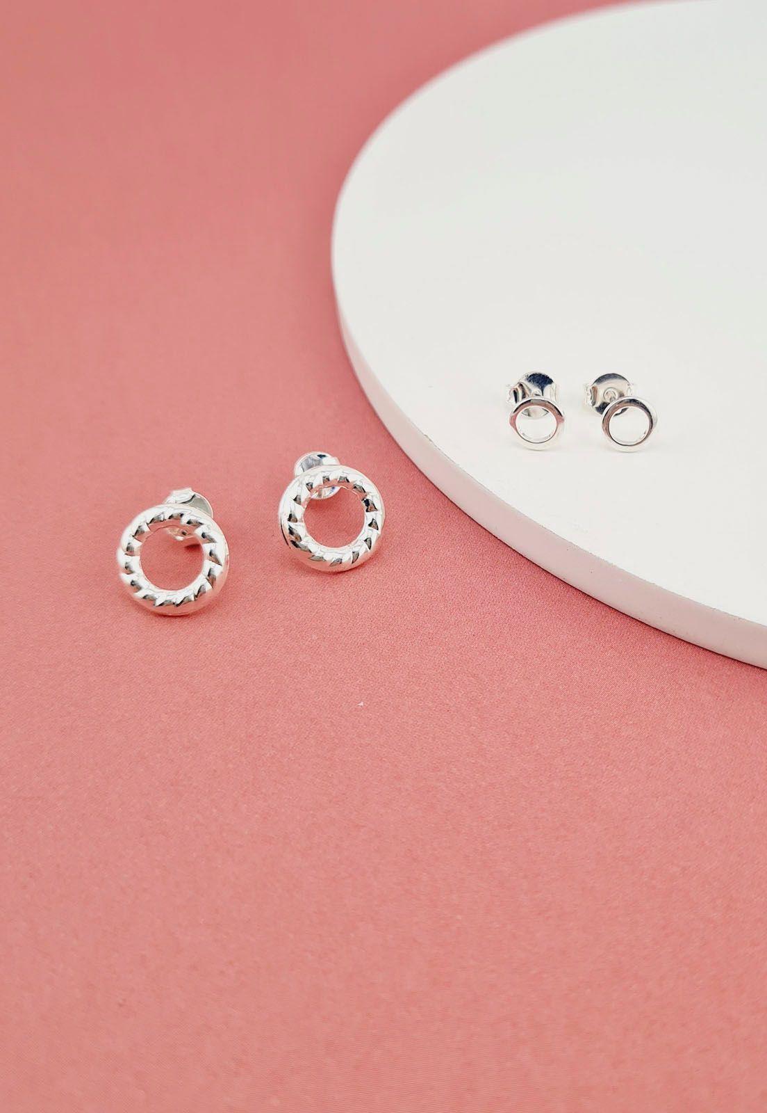 Pack Aros con Baño de Oro Blanco Olimpia.-2