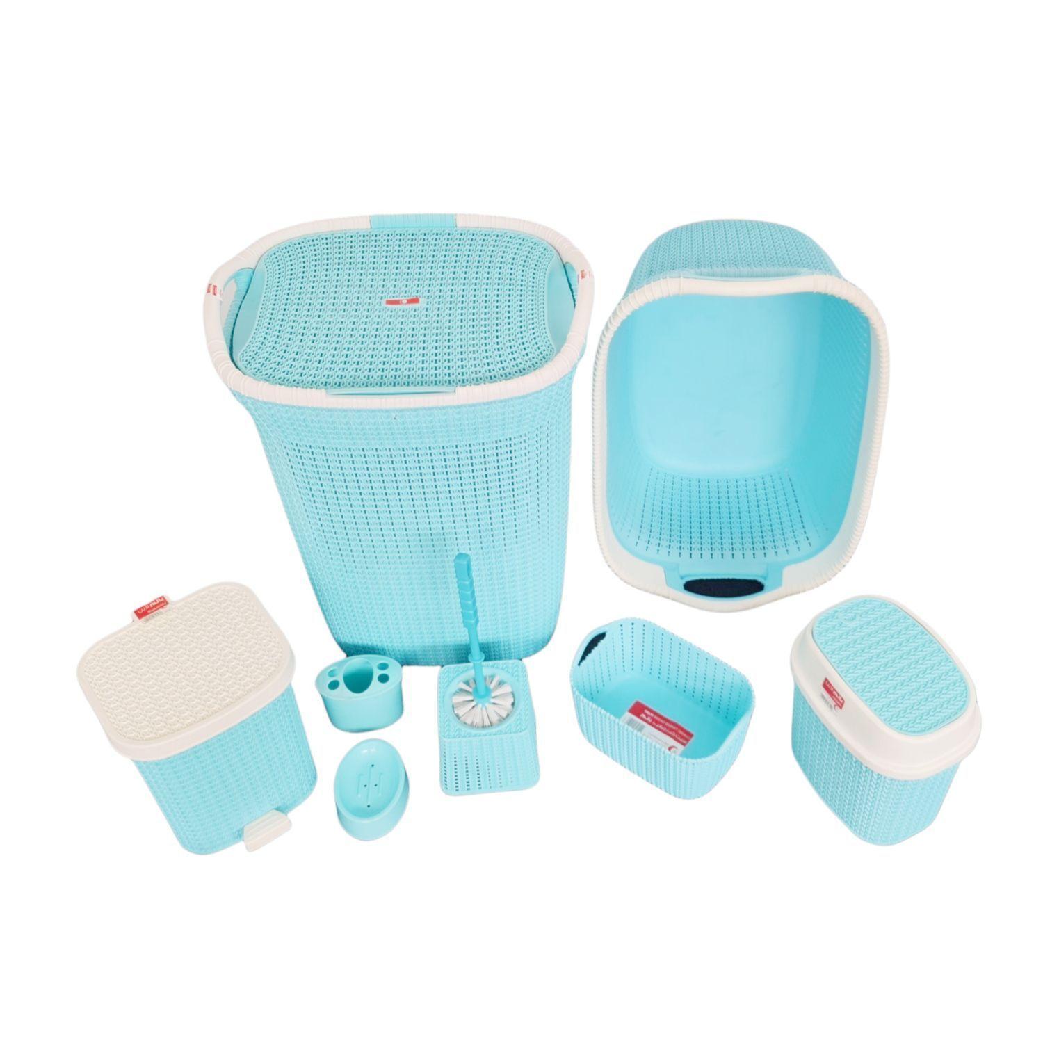 Set De Baño 8 En 1 Pvc Cesta Isopo Papelera-0