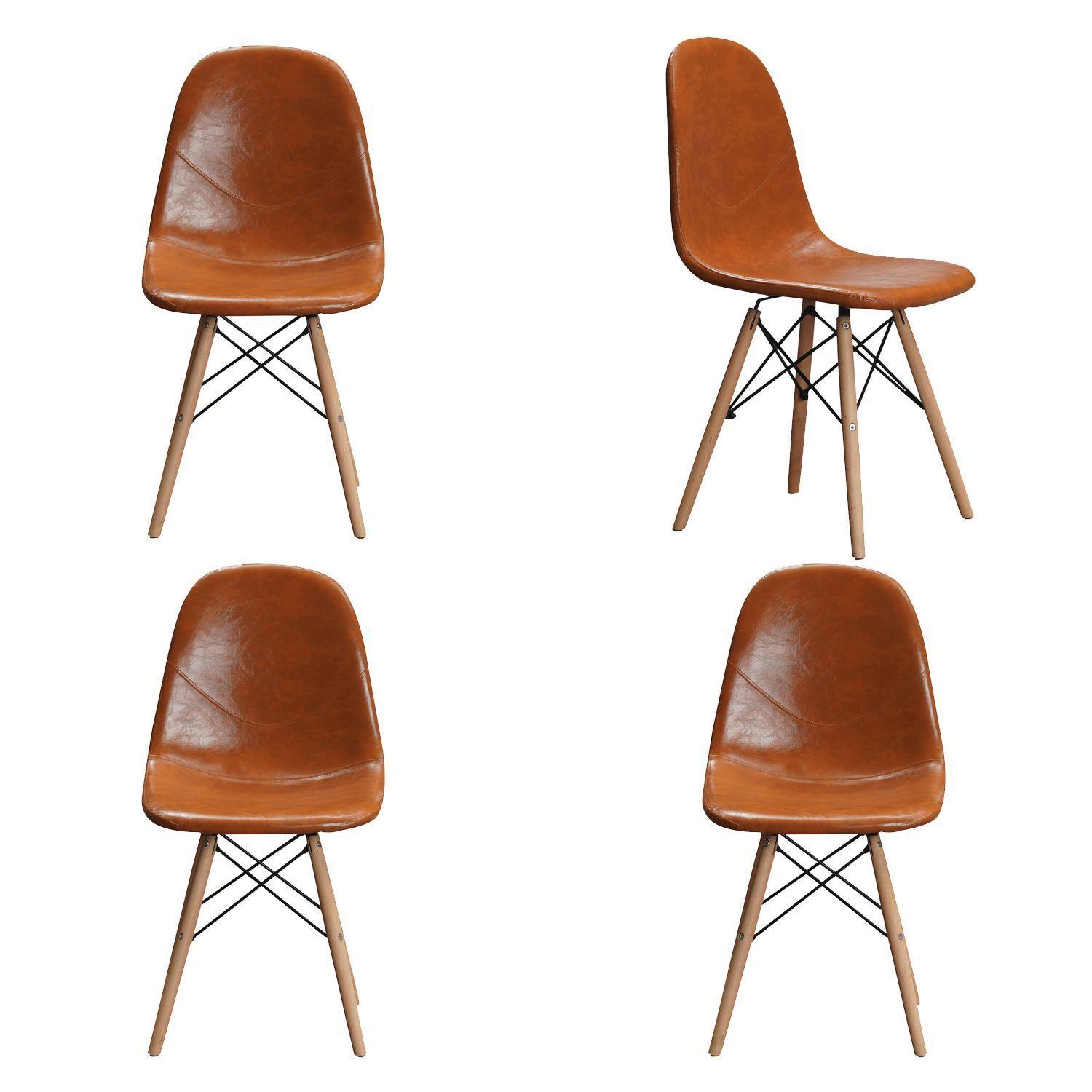 Pack de 4  Sillas Eames Leather Café-0