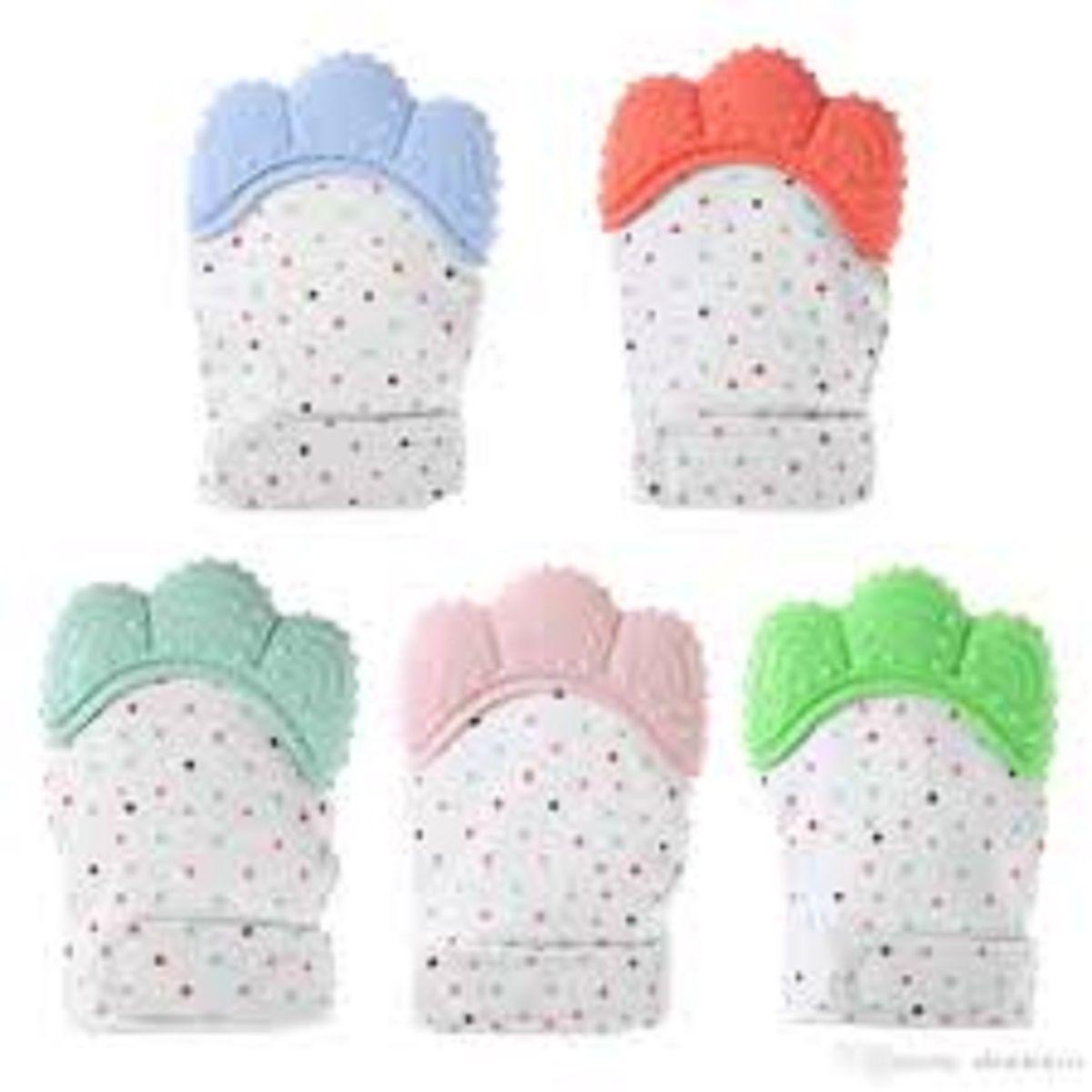 Guante Mordedor silicona bebe color niño-2