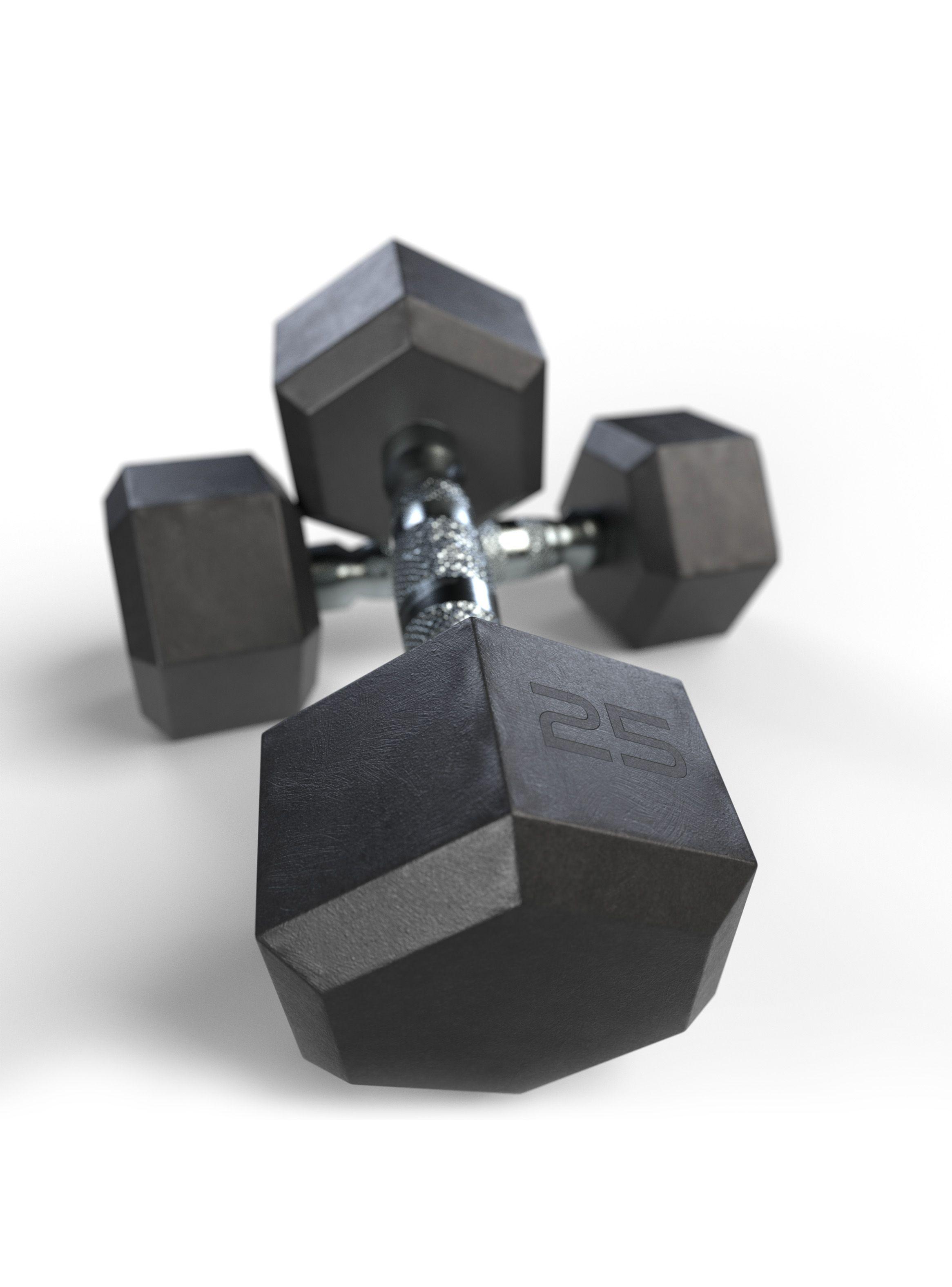 Mancuerna 25 Kg Hexagonal Recubierta en Caucho  -3