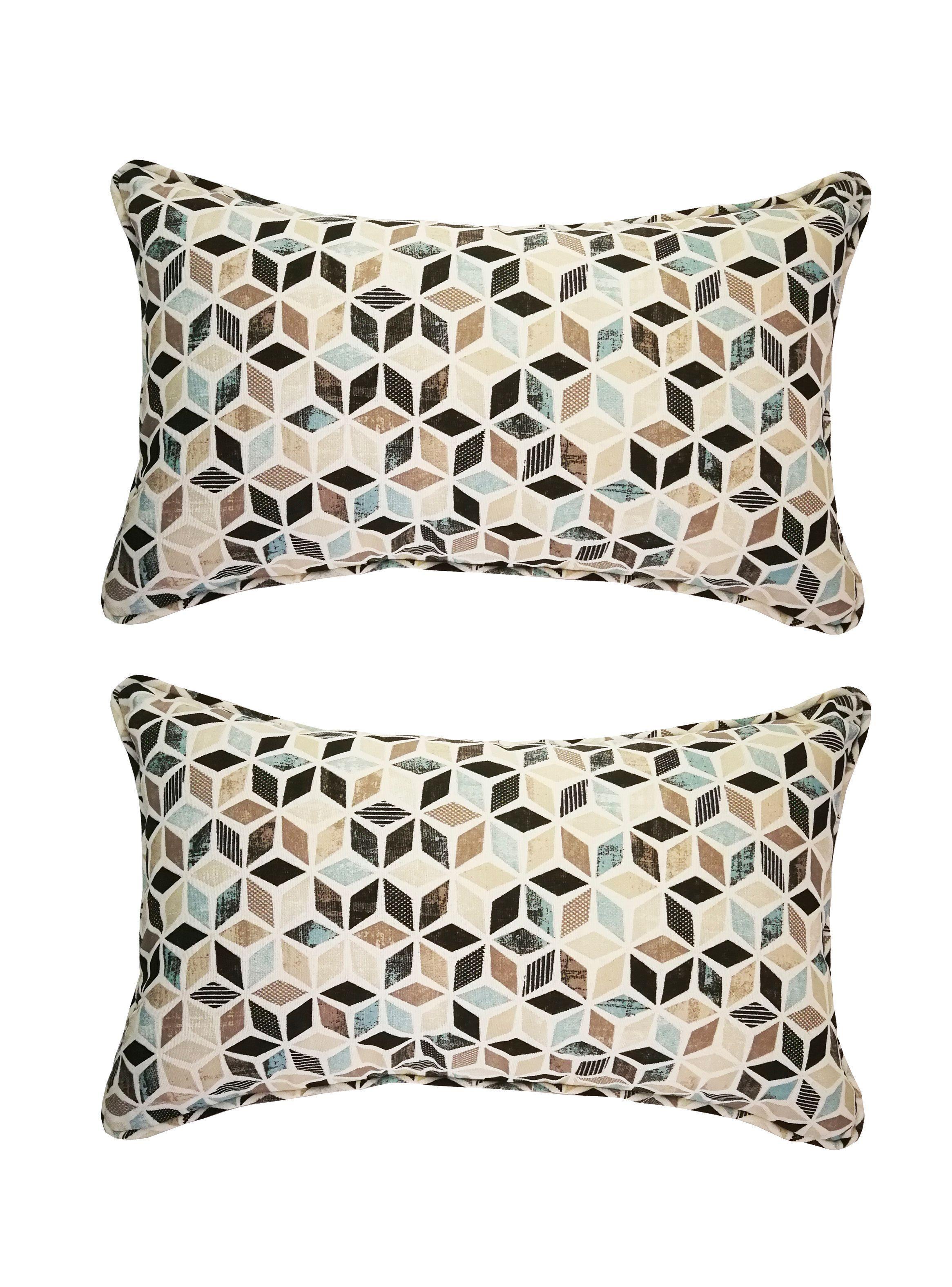 Pack 2 Fundas de Cojín Turquesa Beige 30 x 50 cm-0