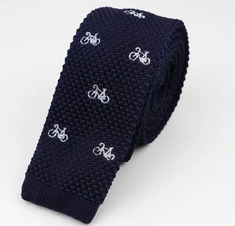 Corbata Tejida Hilo Con Diseño Vintage Bicicletas-0