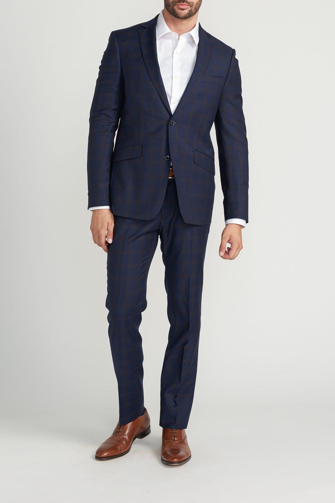 Traje Formal Cuadros Azul Oscuro-0