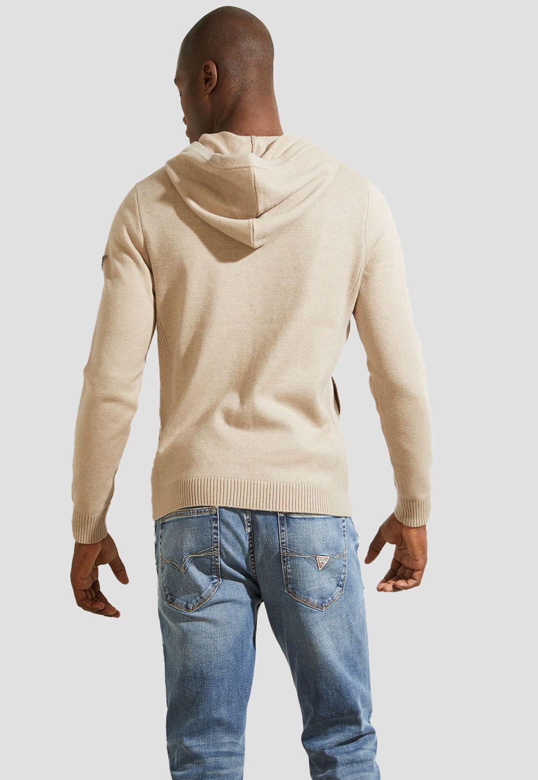 Poleron Ls Liam Zip Front Hoodie Swtr Beige Guess-2