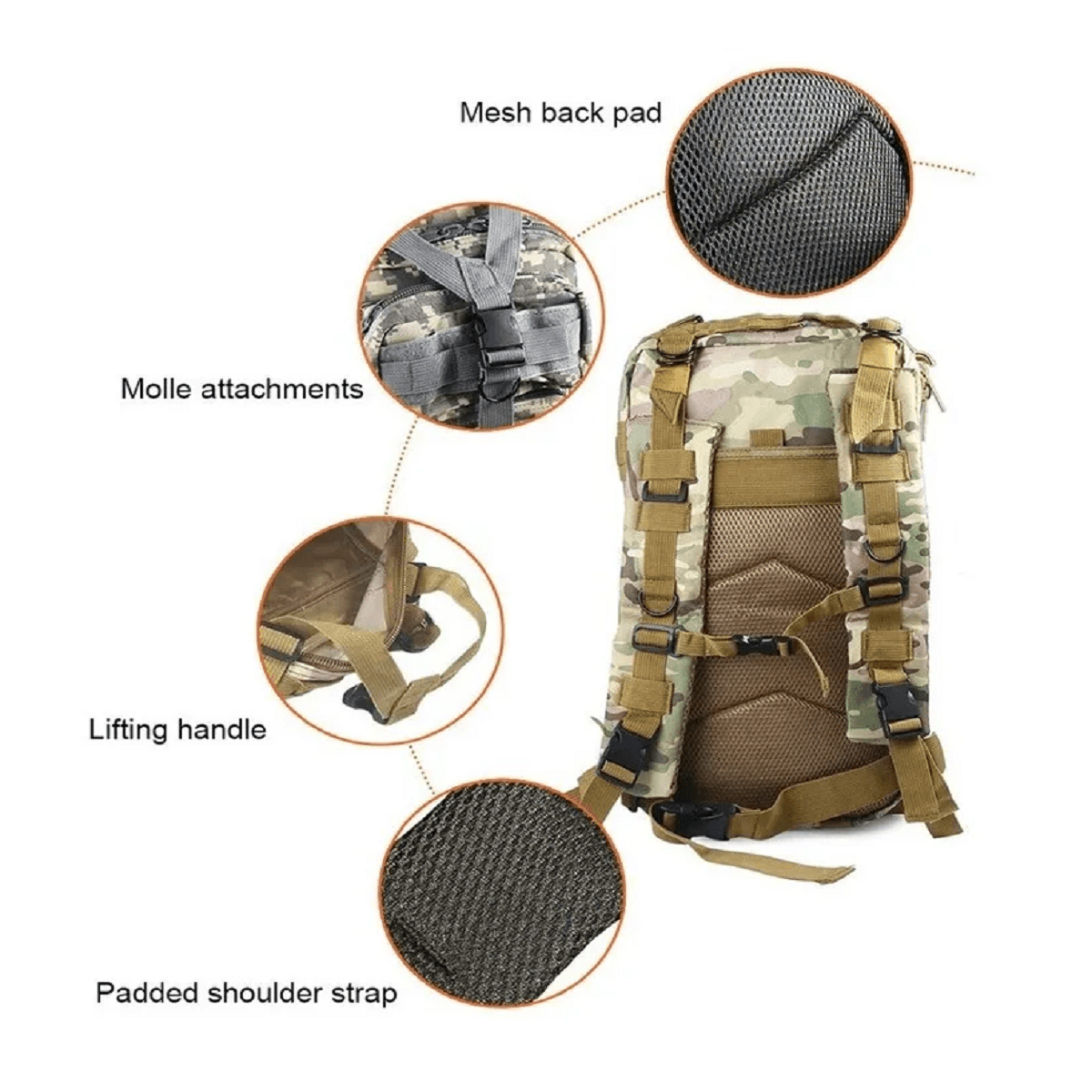 Mochila Militar 30L Hiking Outdoor Coyote M5-2