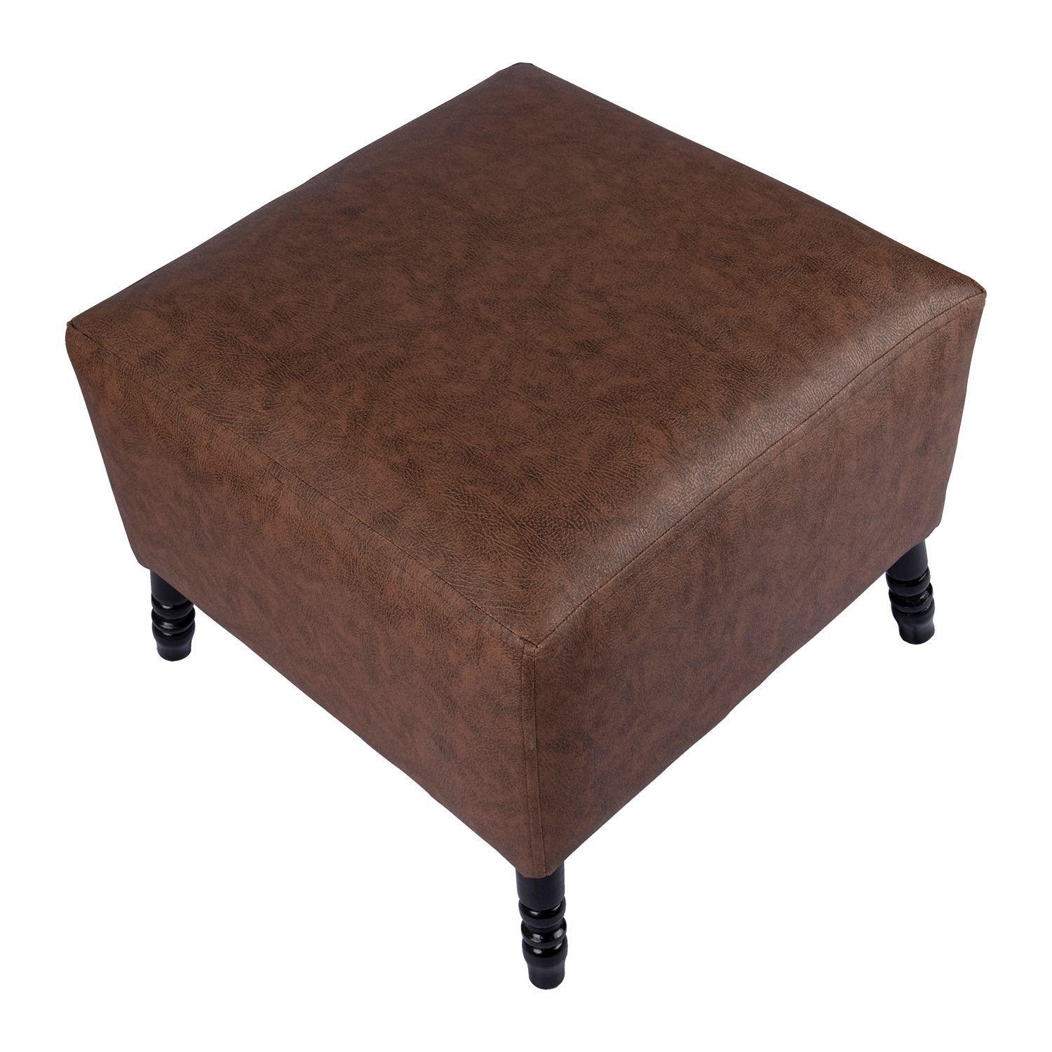 Pouf Alejandro Diseño Café Eco Cuero 54x54x44 cm Máxima Design-2