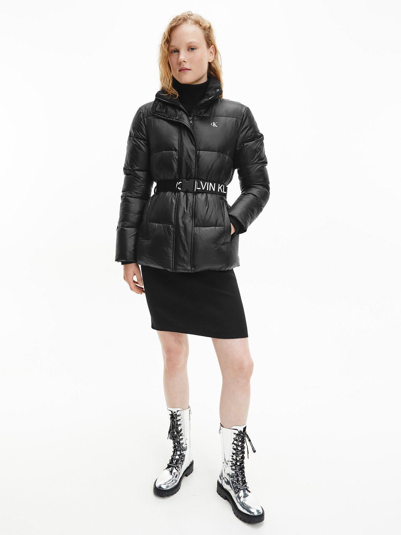 Parka Logo Belt Waisted Negro Calvin Klein-1