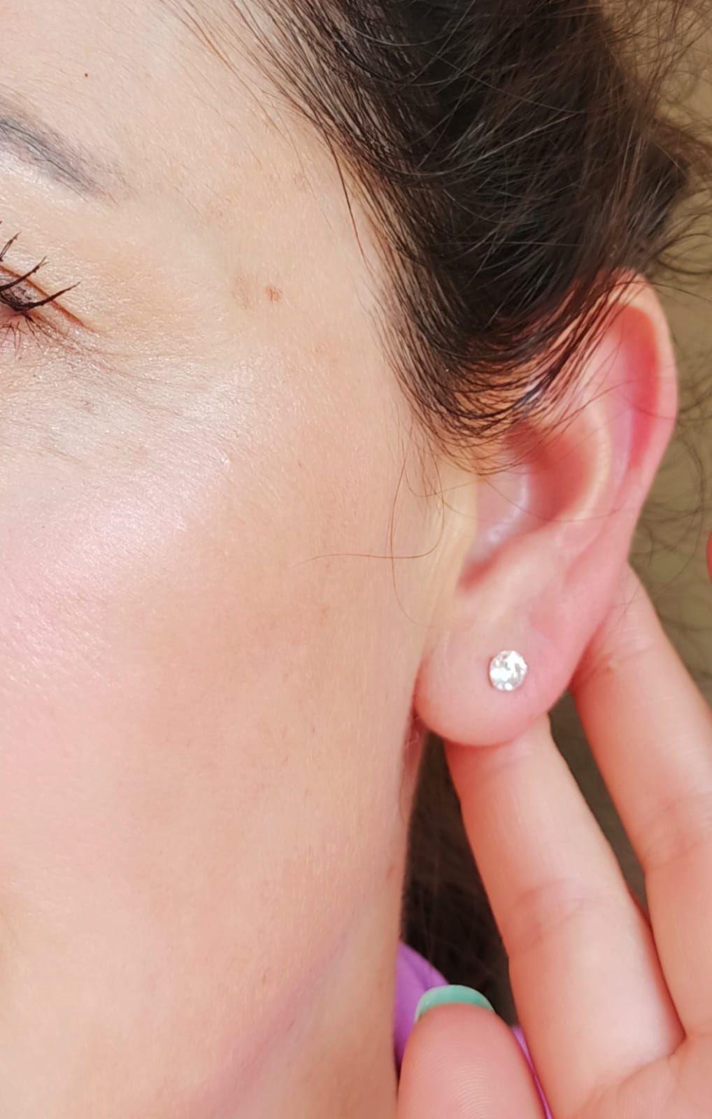 Pendientes Aretes Aros Puntos Luz En Plata 925 Zirconia 5mm-2