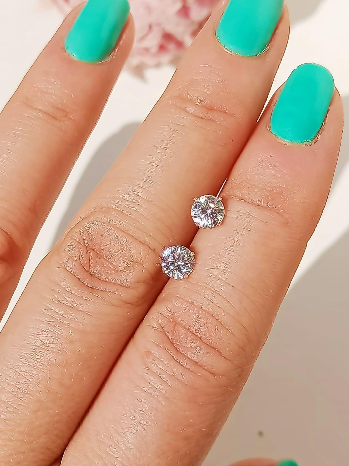 Pendientes Aretes Aros Puntos Luz En Plata 925 Zirconia 5mm-4