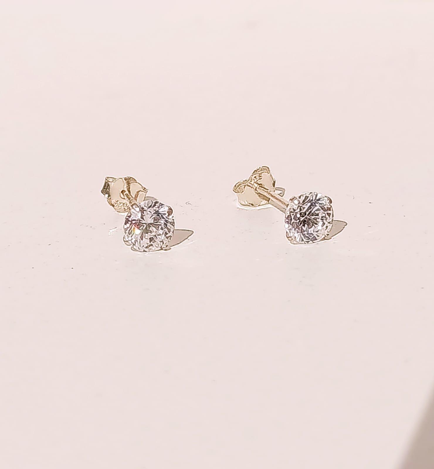 Pendientes Aretes Aros Puntos Luz En Plata 925 Zirconia 5mm-7