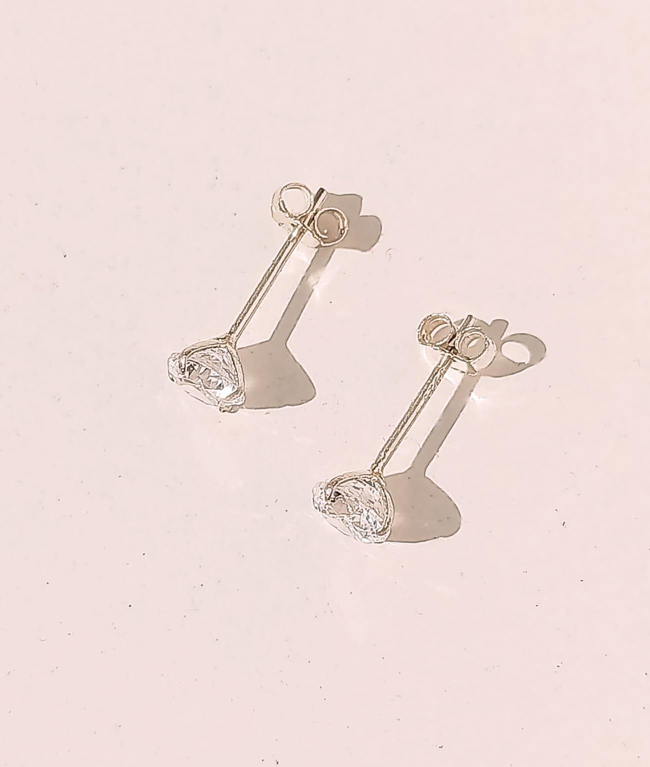 Pendientes Aretes Aros Puntos Luz En Plata 925 Zirconia 5mm-5