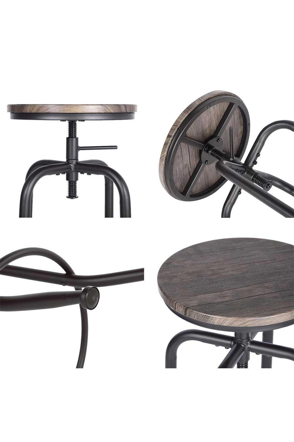 Pack 2 Piso de Bar Taburete Altura Ajustable Café Oscuro-4