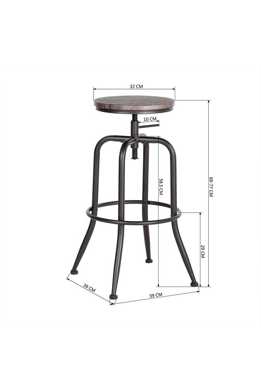 Pack 2 Piso de Bar Taburete Altura Ajustable Café Oscuro-1