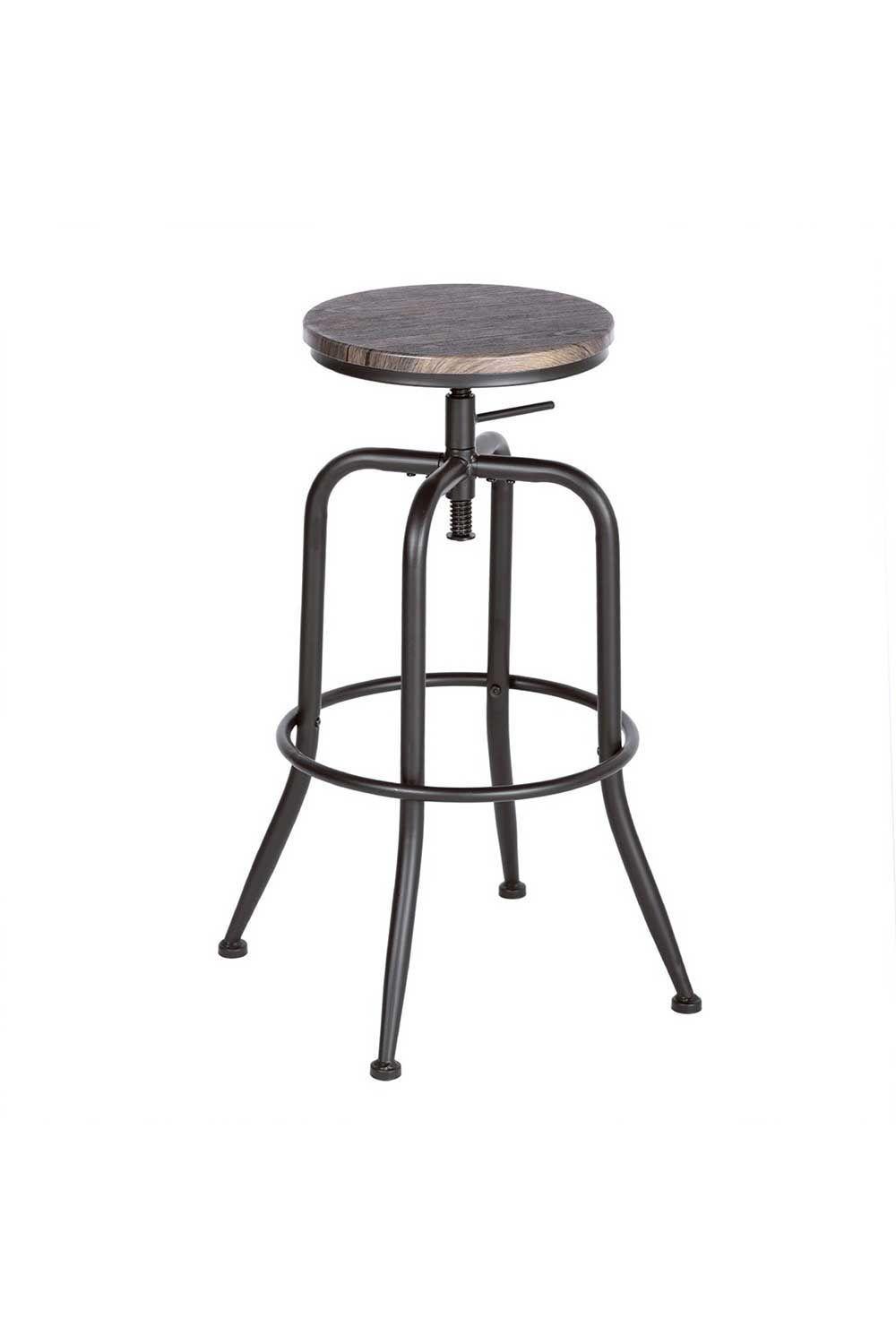 Pack 2 Piso de Bar Taburete Altura Ajustable Café Oscuro-3