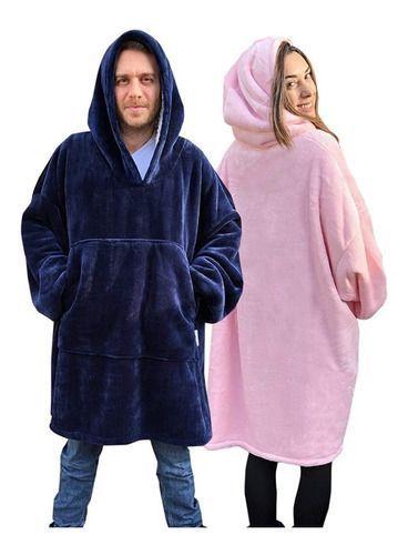 Manta Unisex Tipo Polerón Con Capucha Sherpa-2