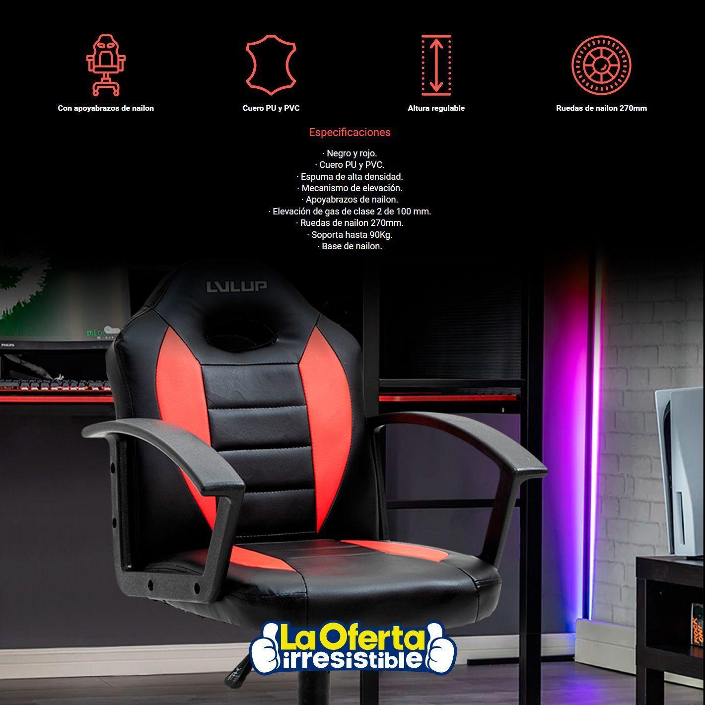 Silla Gamer y Escritorio LVL UP Suspensión y Cuero Sintético-2