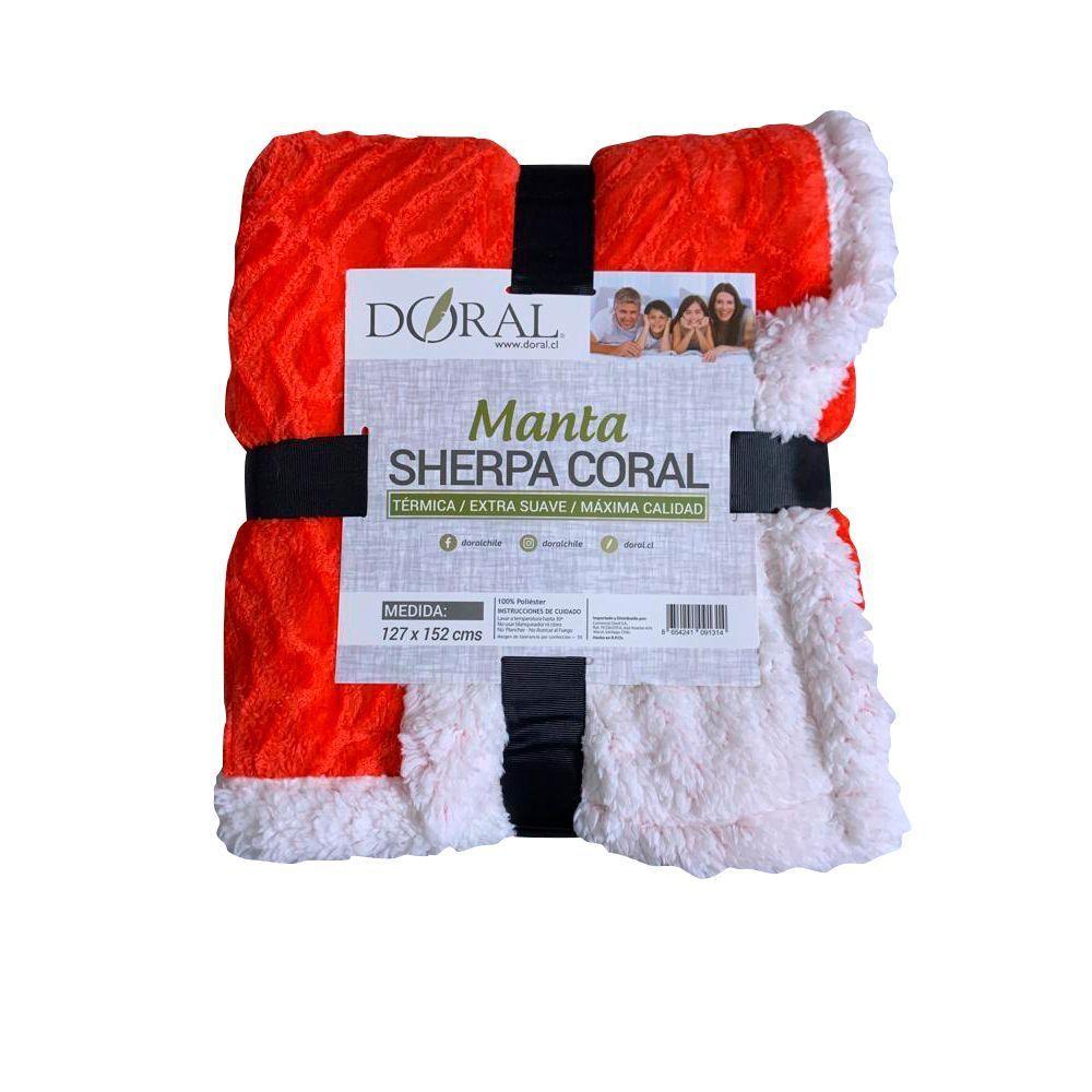 Manta Sherpa Coral Termica 127x152 Cm Doral Rojo Coral-0