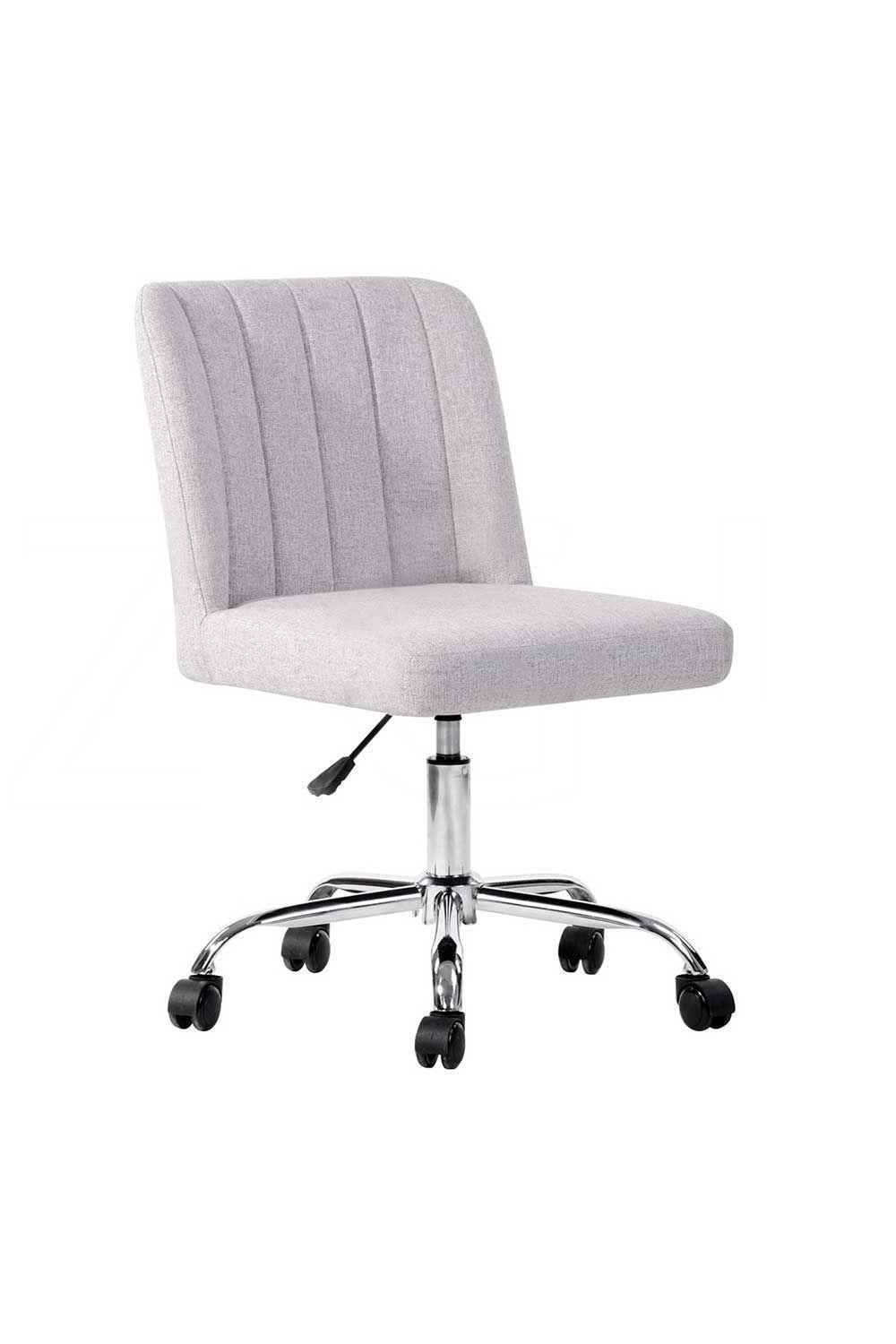 Silla de Oficina Acolchada con Ruedas - Gris-0