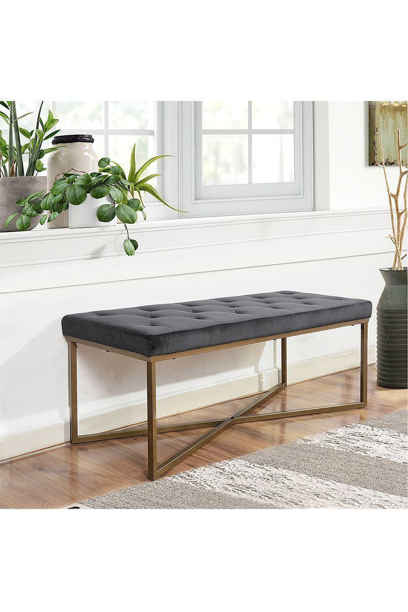 Banqueta Ottoman Pouf de Terciopelo Adana Gris-1