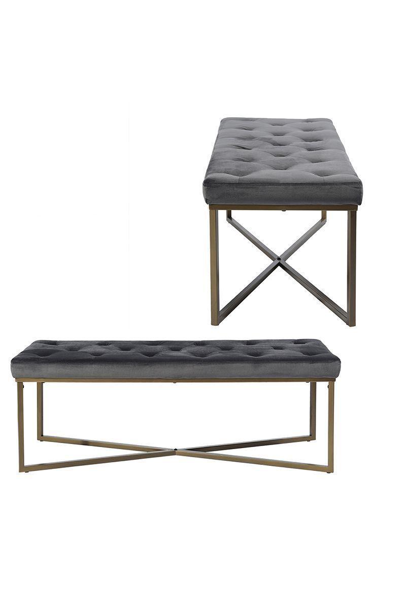 Banqueta Ottoman Pouf de Terciopelo Adana Gris-4