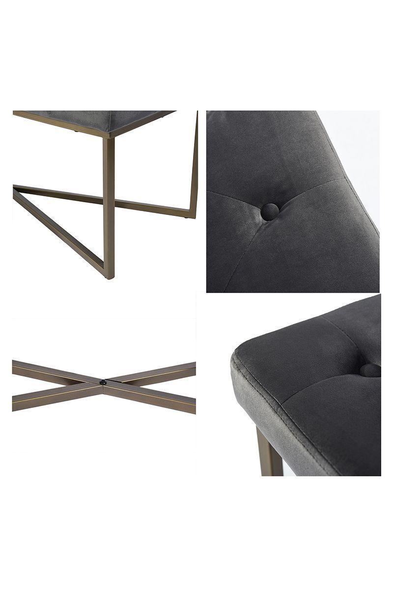 Banqueta Ottoman Pouf de Terciopelo Adana Gris-3