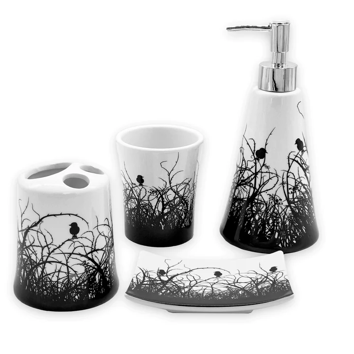 Set de Accesorios para Baño 4 piezas Negro - EleganzaBath™-0