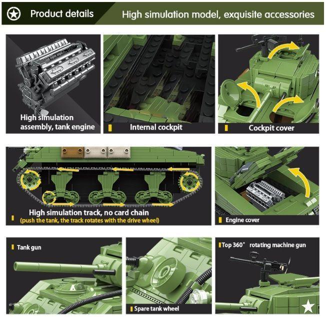 Tanque Segunda Guerra Mundial M4A1 Sherman USARMY-4