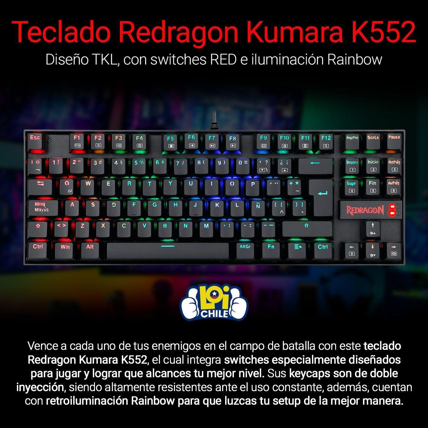 Teclado Gamer Mecánico Redragon Kumara K552 Rainbow-0