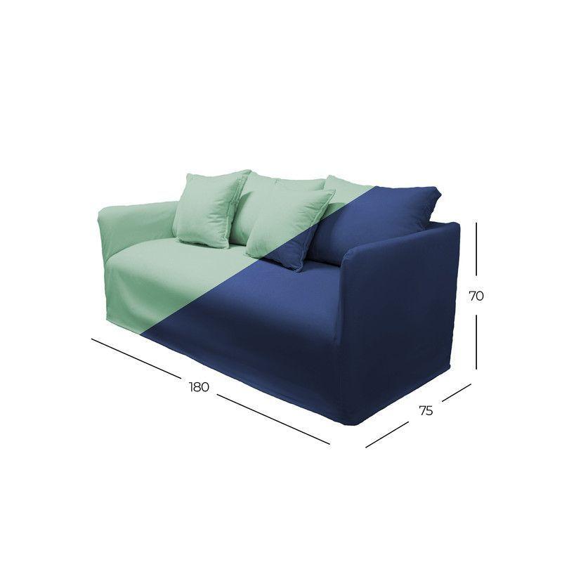 Sofá Dua Chenille Azul 3C-3