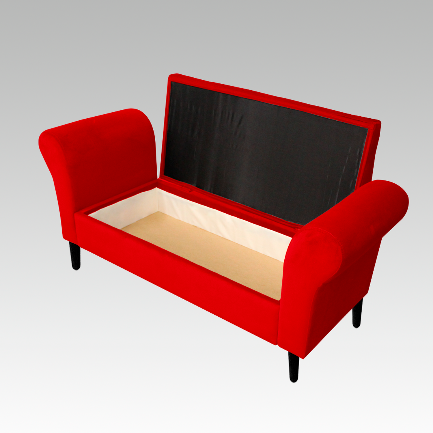 Banqueta Baúl Capitoné 21 Botones Lucerna rojo-3