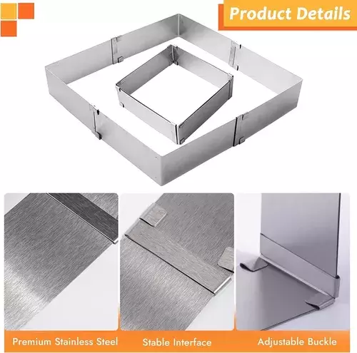 Molde De Torta Moldes Para Tortas Cuadrado Ajustable Queque-3