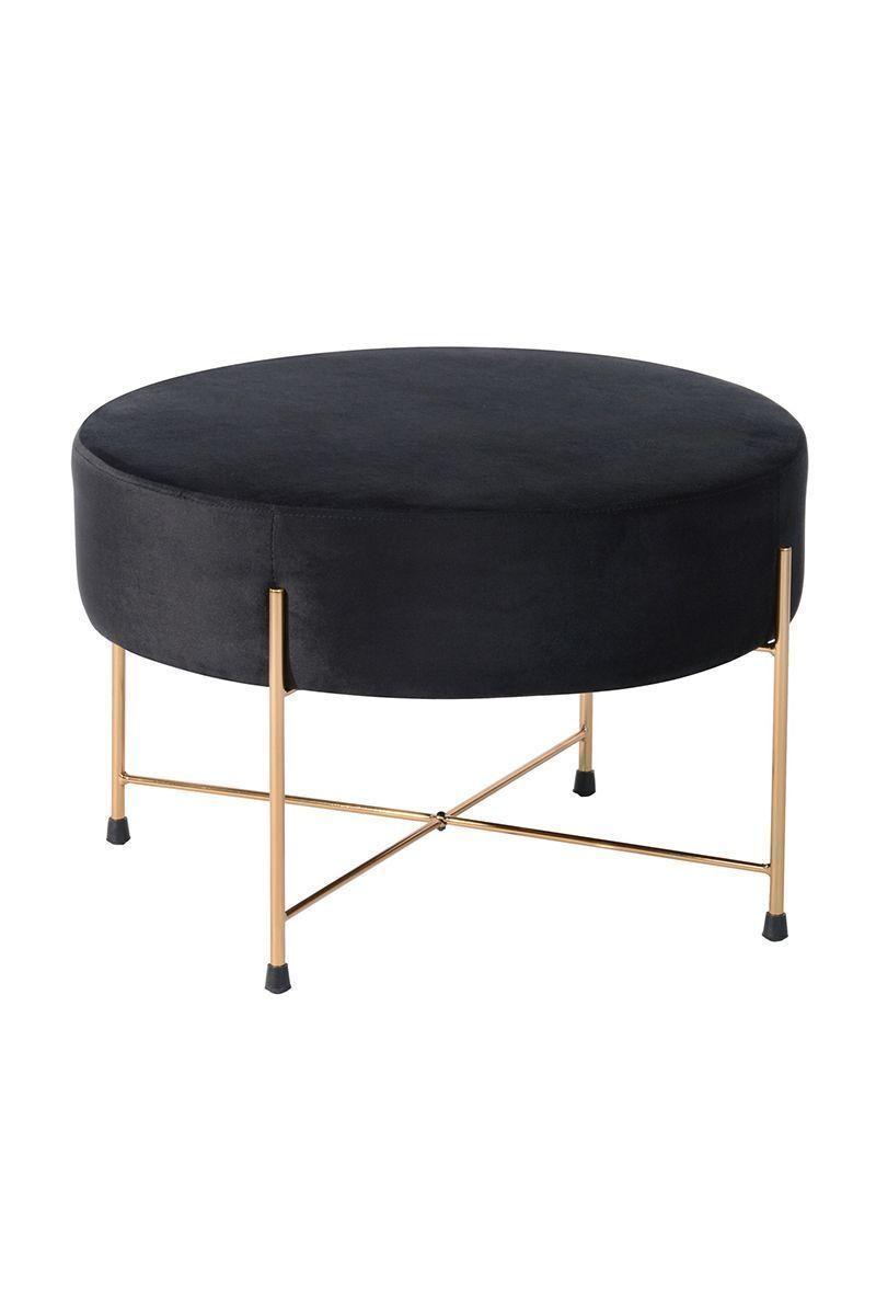 Banqueta Ottoman Pouf Ankara de Terciopelo Negro-0
