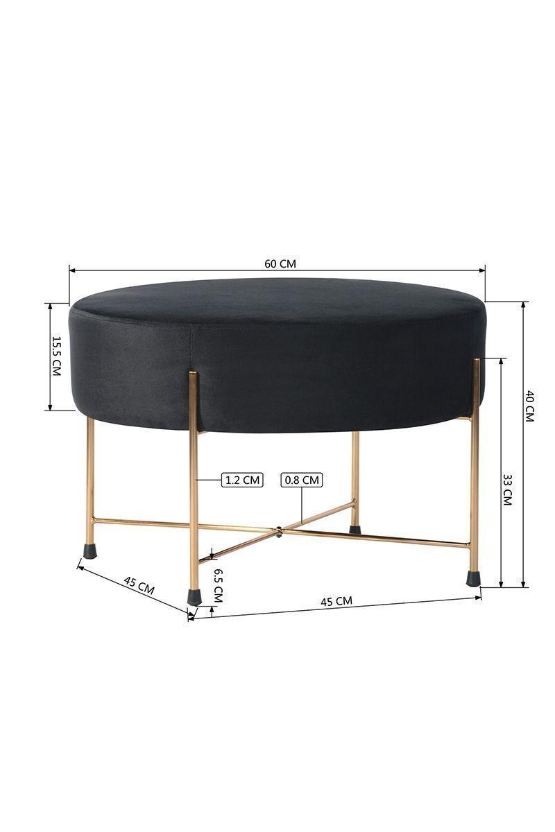 Banqueta Ottoman Pouf Ankara de Terciopelo Negro-2