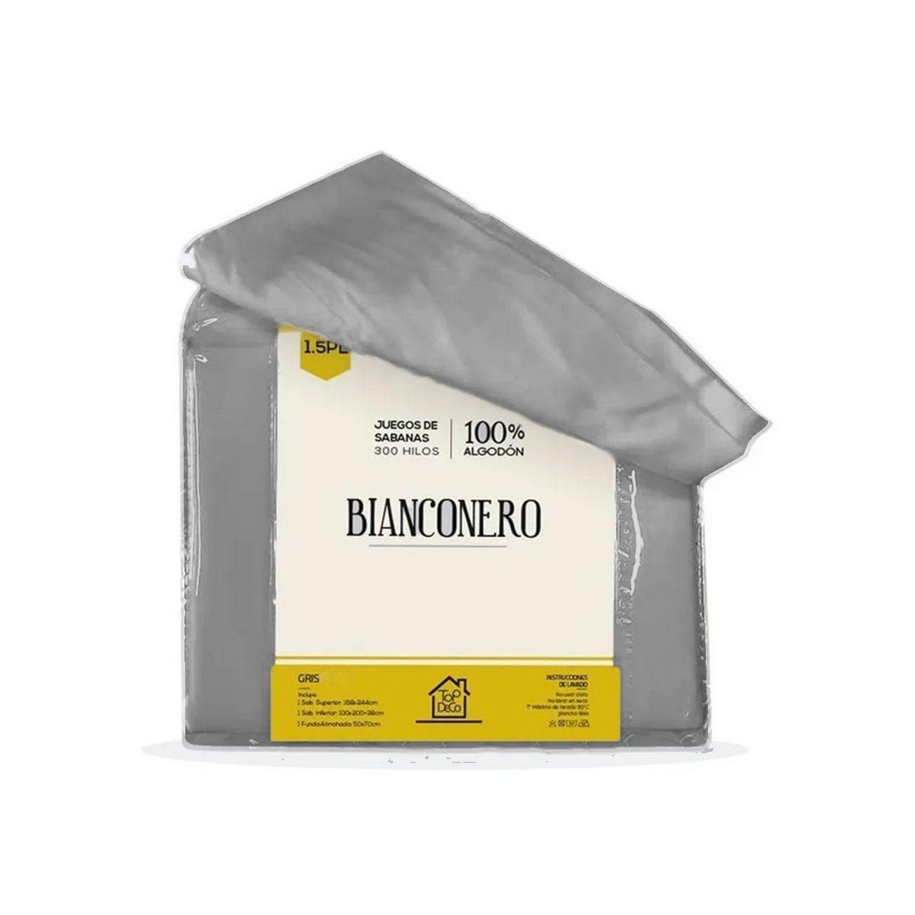 Sabanas Gris Oscuro 100% Algodón 300 Hilos 1.5 Plazas-0