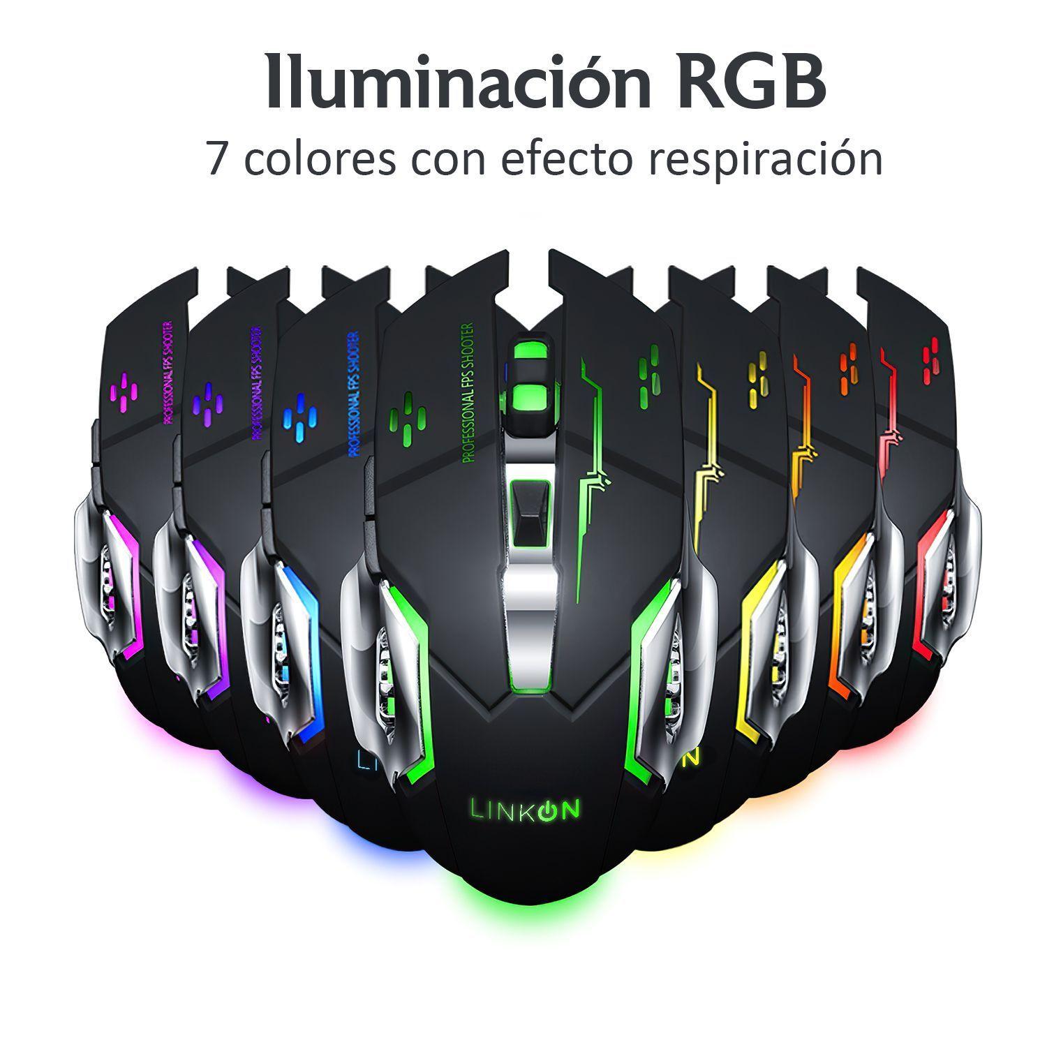 Set Gamer Teclado Iluminado Mouse Inalambrico Usb Recargable Naranjo-5