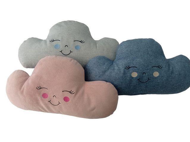 Pack 3 Cojines Nube Celeste, Rosa y Azul Bordadas-0