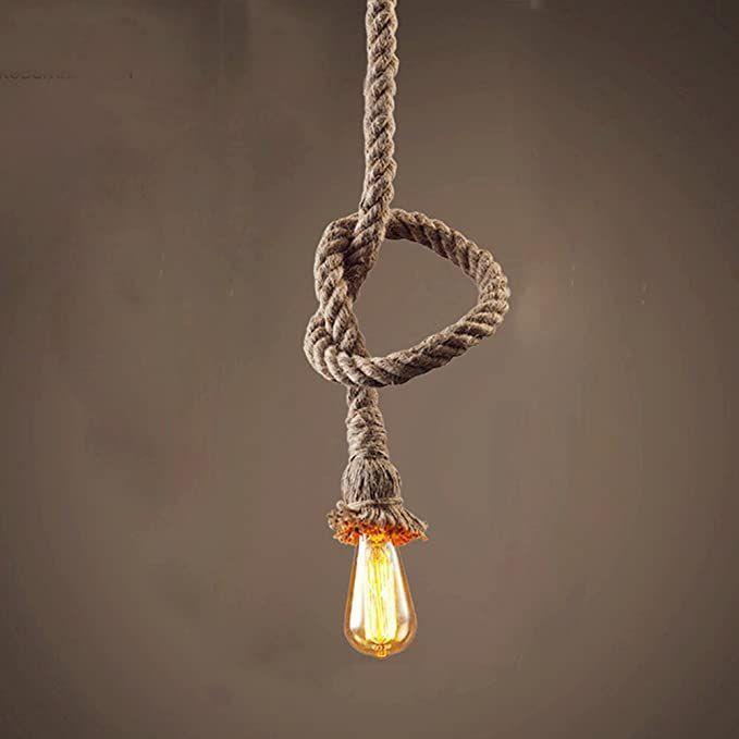 Lámpara colgante vintage cuerda de yute 1m (No incluye Ampolleta)-3