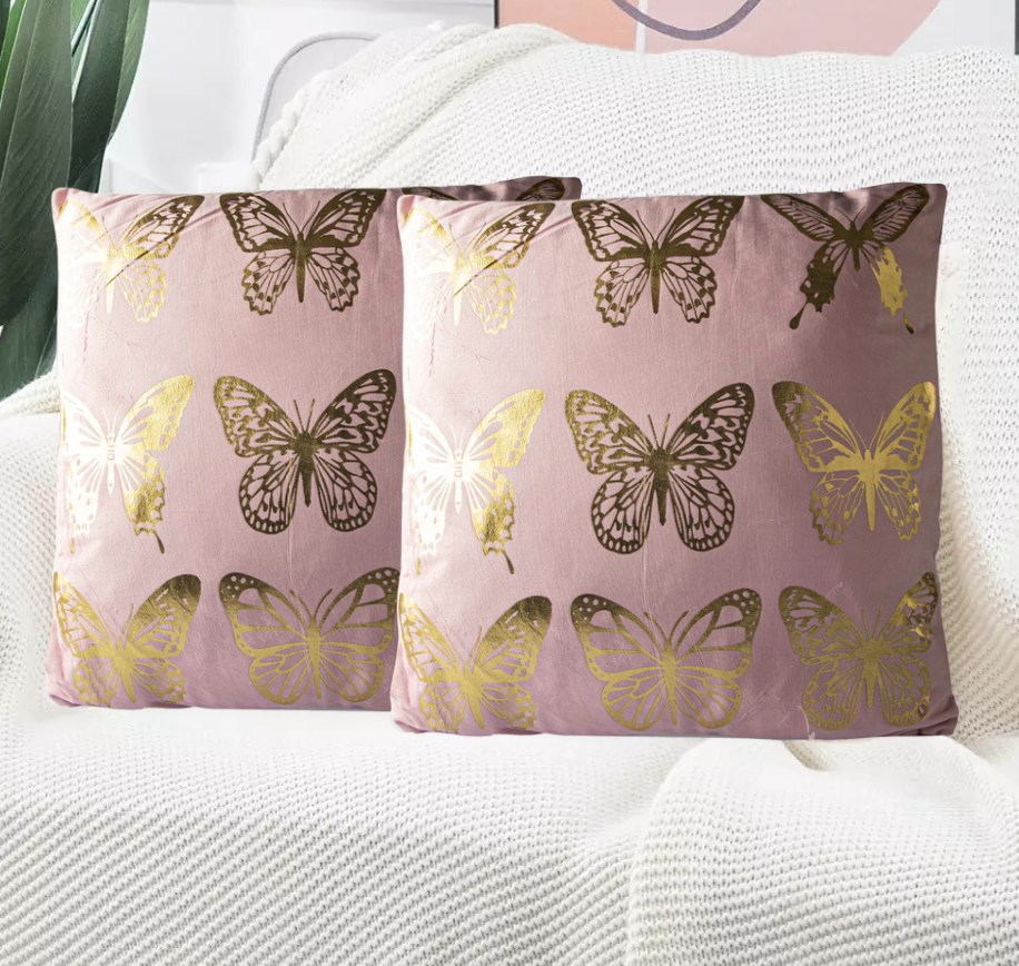 Set de 2 Cojines Terciopelo Spring Gris de 45cm x 45cm-1