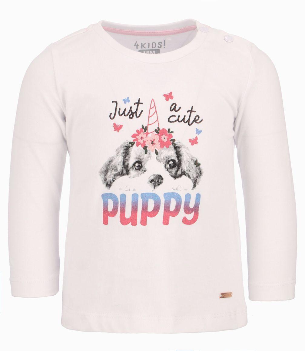 Polera Con Estampado De Cachorro Bebé Niña Crudo 4 Kids-0