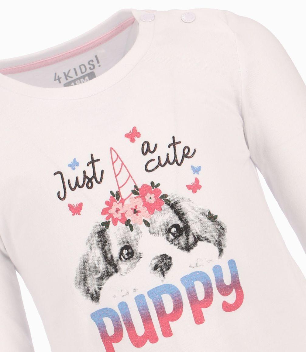 Polera Con Estampado De Cachorro Bebé Niña Crudo 4 Kids-1