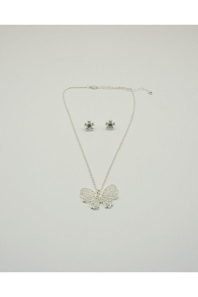 Collar + Aros Primavera Plateado I-D-0